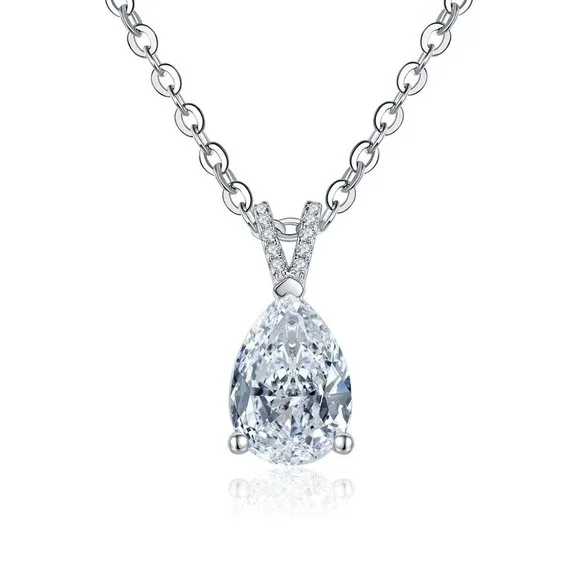 Certified 2ct. t.w. Moissanite Diamond Teardrop Necklace - Picture 11 of 14